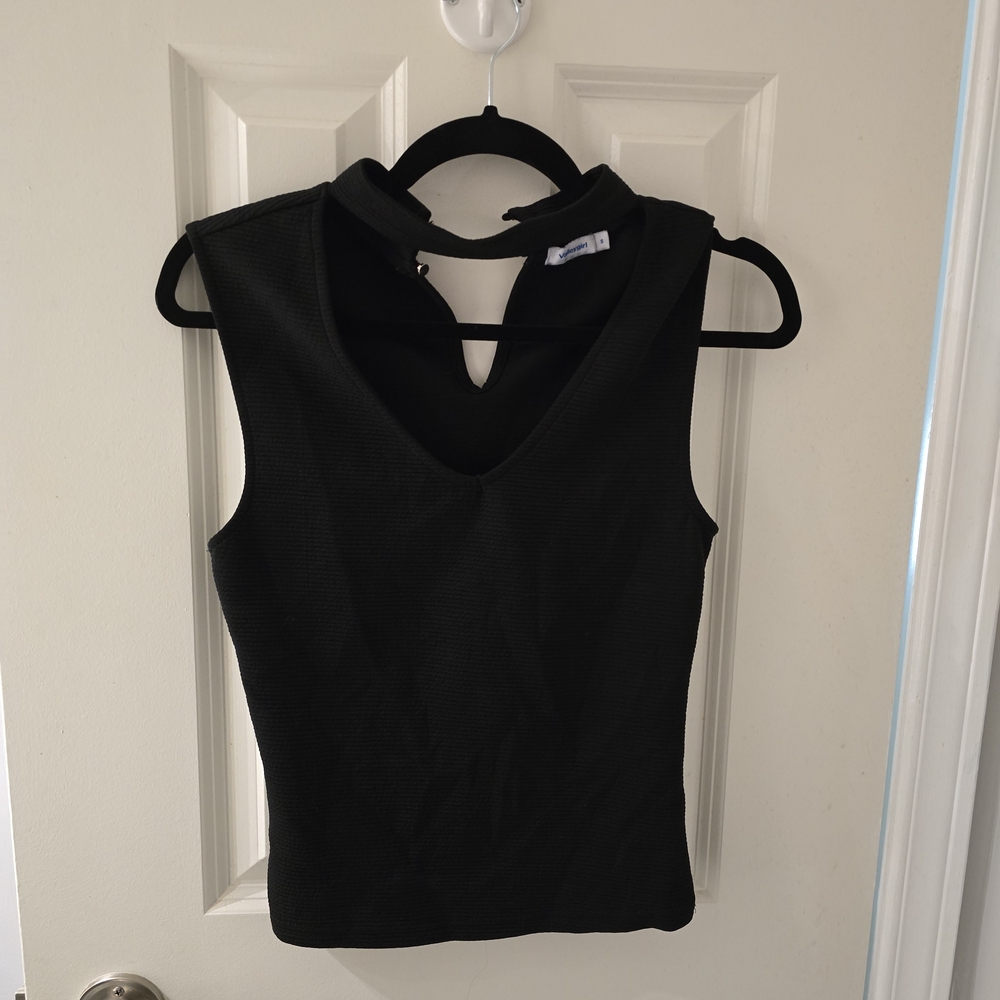 Valleygirl Black Cutout Tank Top